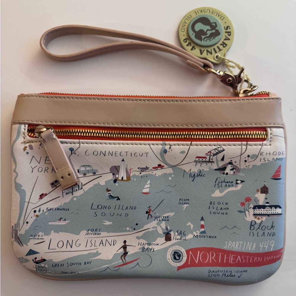 Spartina 449 Northeastern Harbors  Scout Wristlet in Cream and Tan - NWT